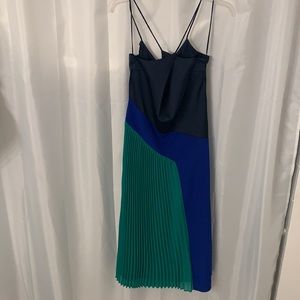 Navy blue green midi dress
